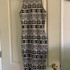 Black and White Patterned Women's Dress
